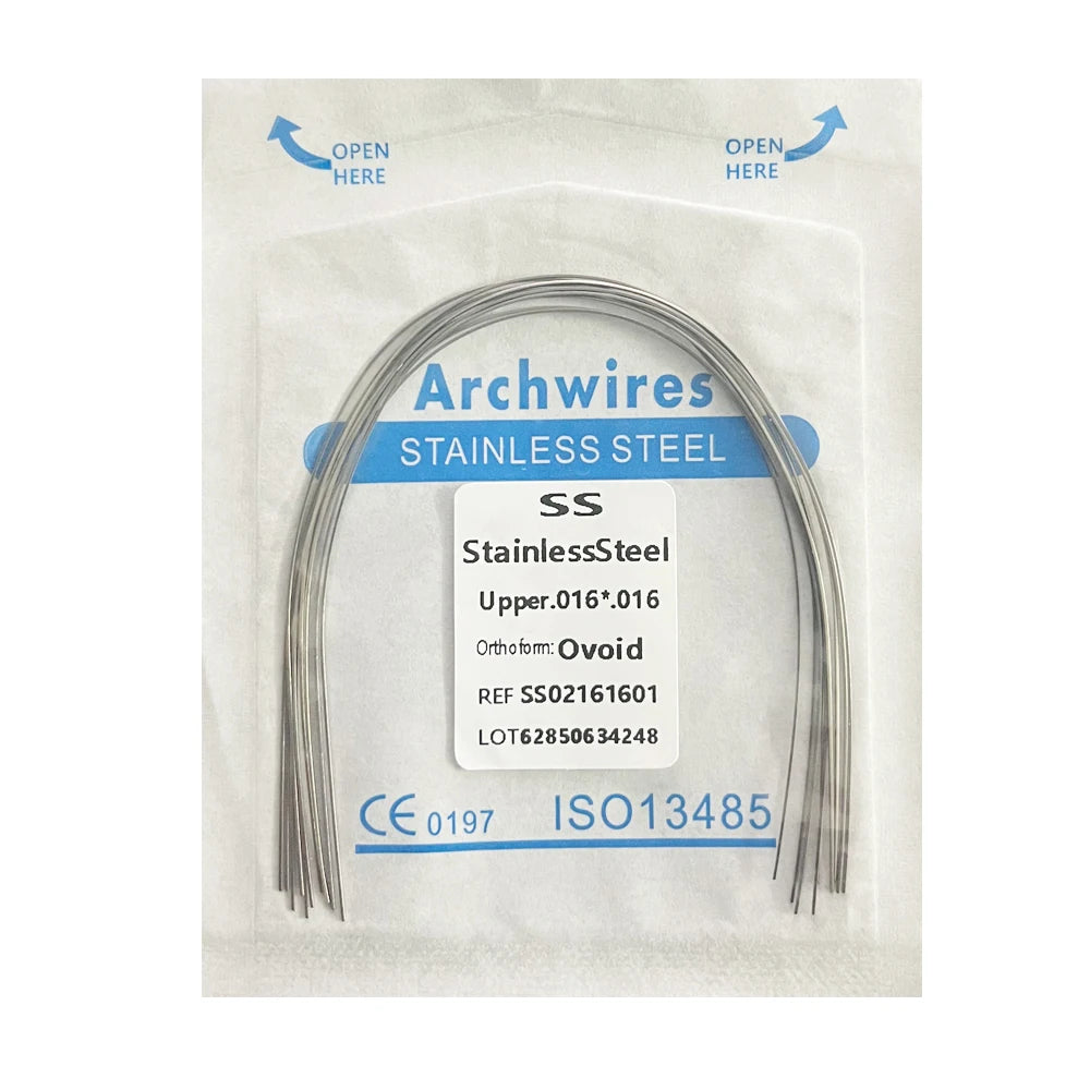 10PCS Dental Orthodontic Arch Wire Set - Stainless Steel Round & Rectangular Dentist Ovoid Form Material