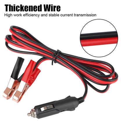 12V/24V Car Cigarette Lighter Socket Extension Cable – Crocodile Clip Power Cord with 15A Fuse & Male Plug Adapter Extender