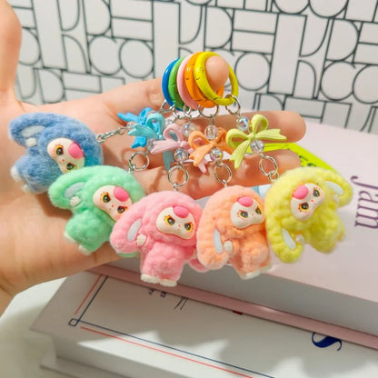 Plush Baby Keychain Bowknot Bag Pendant Hanging Charm for Phone Car Backpack Labobu Gift