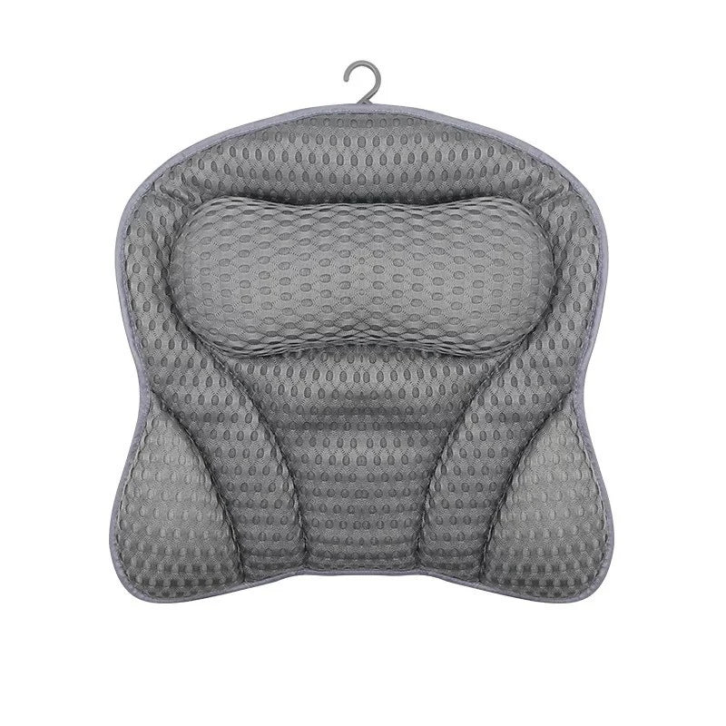 Luxury Bath Pillow with 3D Air Mesh - Secure Suction Neck & Back Support for Home & Spa Use