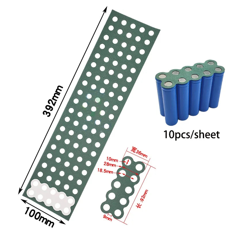 2-6P Hollow & Solid 18650 Li-ion Battery Insulating Gaskets – Positive Pole Protective Stickers with Highland Barley Paper Design
