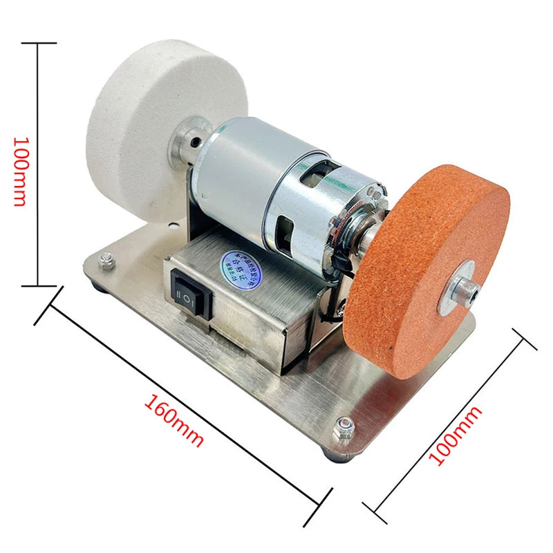 100W Double Table Grinder Machine — Electric Grinding Wheel for Coarse & Fine Polishing with Motorized Stone