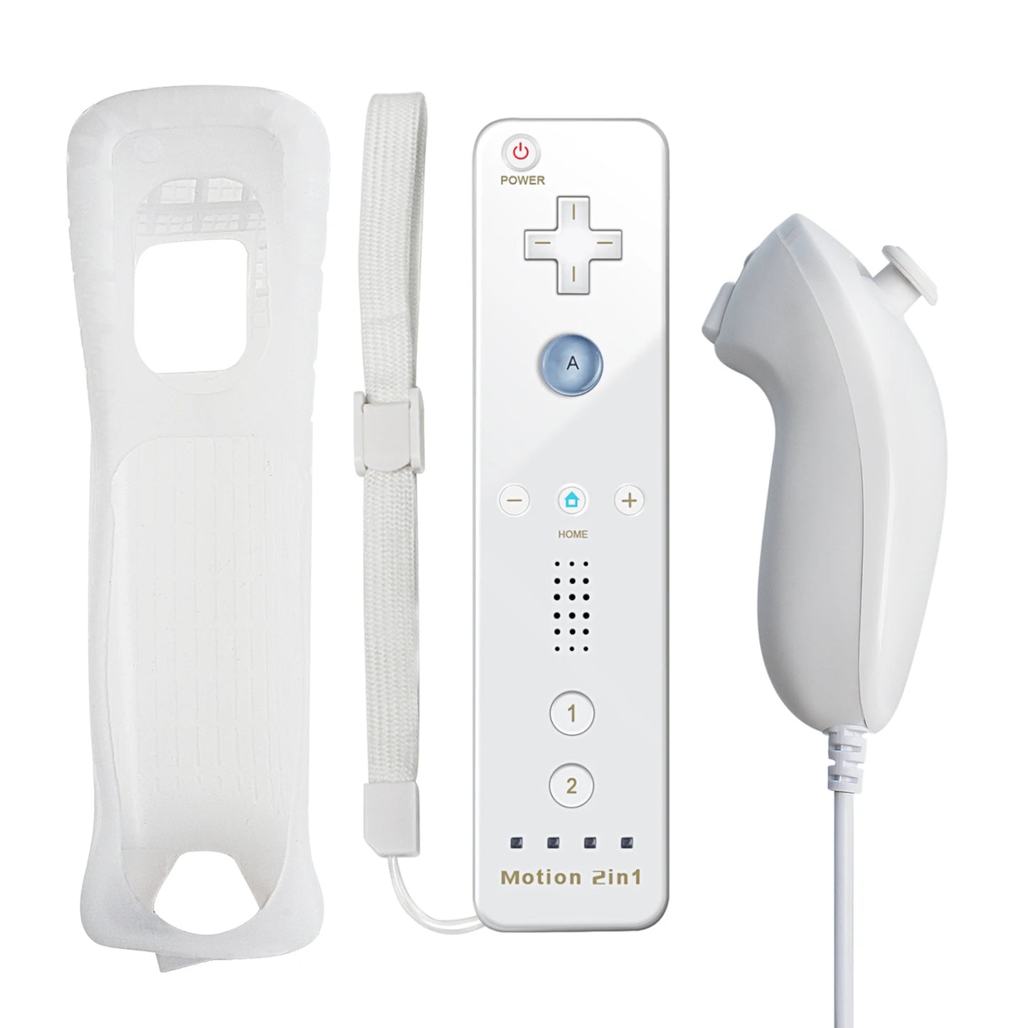 2-in-1 Nintendo Wii Controller Set | Wireless Remote Gamepad with Motion Plus Joystick & Silicone Case