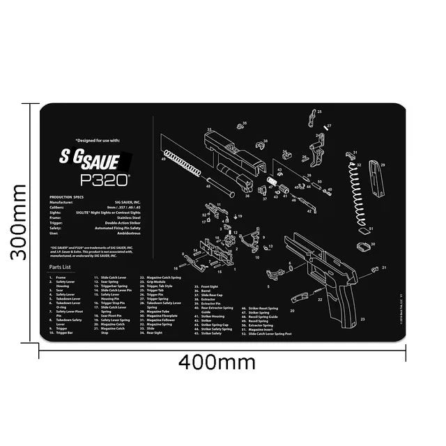 Gun Cleaning Rubber Mat Mouse Pad – AR15, AK47, Remington 870, GLOCK Gen4/Gen5, CZ-75, P220, P226, P229, Beretta 92, 1911 3D Work Mat