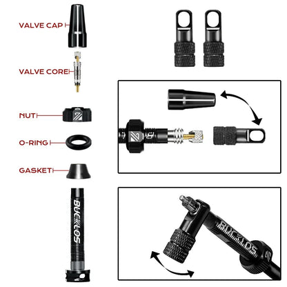 BUCKLOS Tubeless Presta Valve 40–100mm — CNC Aluminum Alloy Bike Valve for Road & MTB