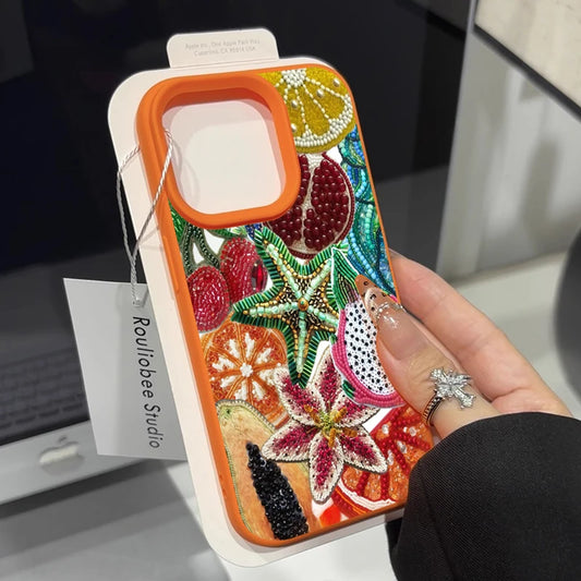 Retro Fruit Pattern iPhone Case - Shockproof Soft Silicone Protective Cover