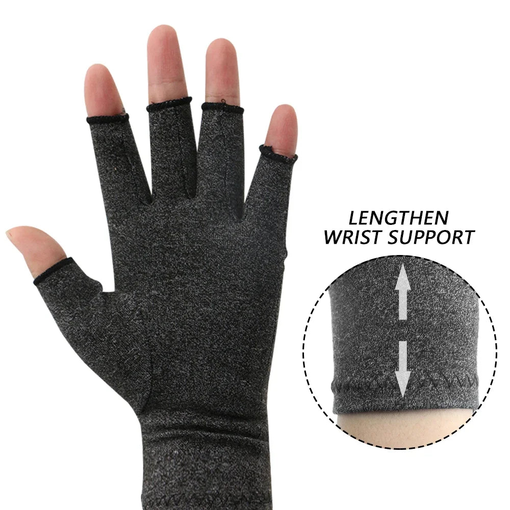 Compression Arthritis Gloves – Wrist Support Therapy, Joint Pain Relief, Half-Finger Gloves for Cycling & Daily Use