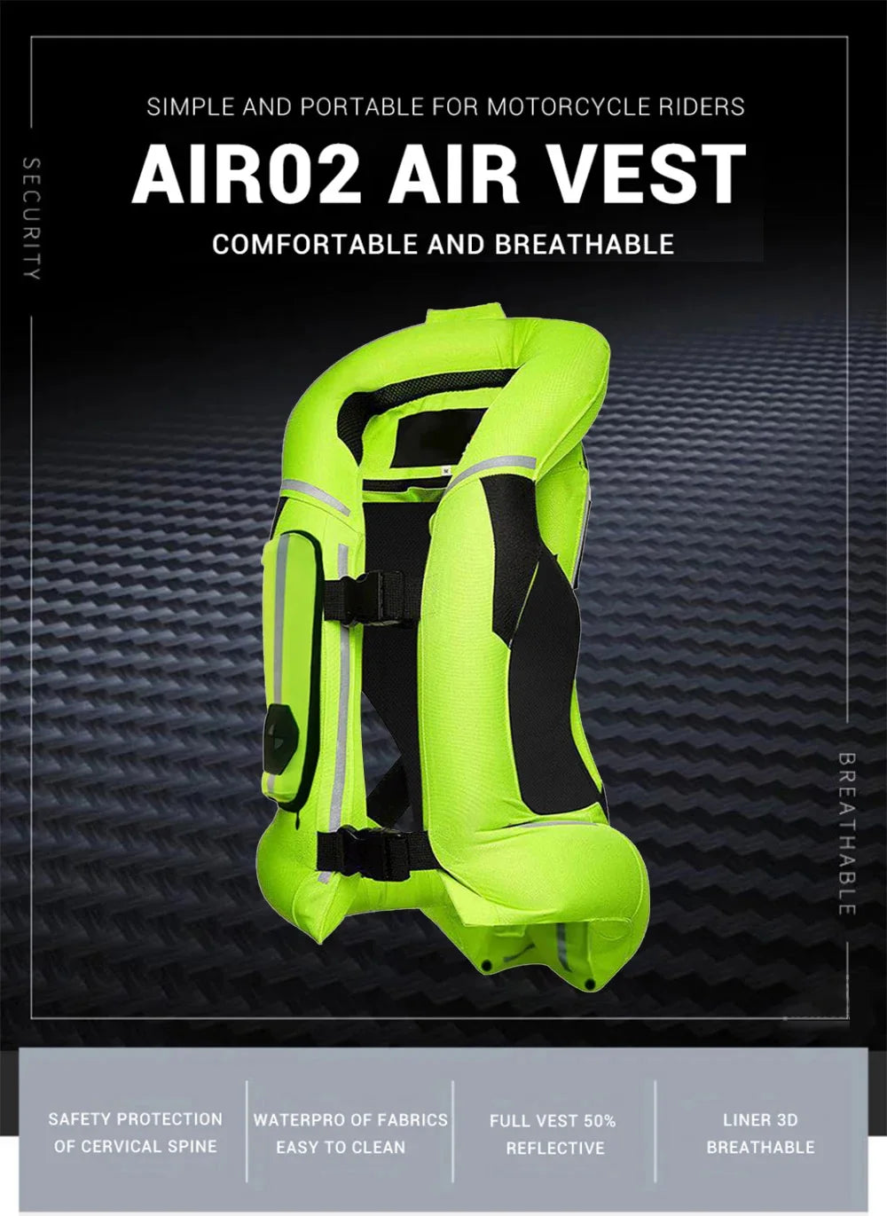 Motorcycle Airbag Vest for Men – Reflective Life Jacket, Protective Moto Vest for Motocross, S-3XL Size