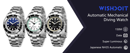 Men’s Automatic Mechanical Watch – Super Luminous Bezel, Japan NH35 Movement, 150M Waterproof Diving Watch