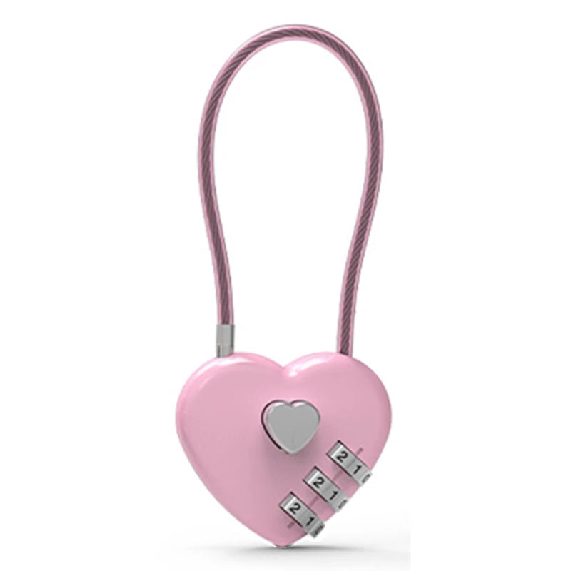 Zinc Alloy Mini Heart-Shaped Password Padlock – Wire Rope Travel Luggage and Package Lock (L9BE)