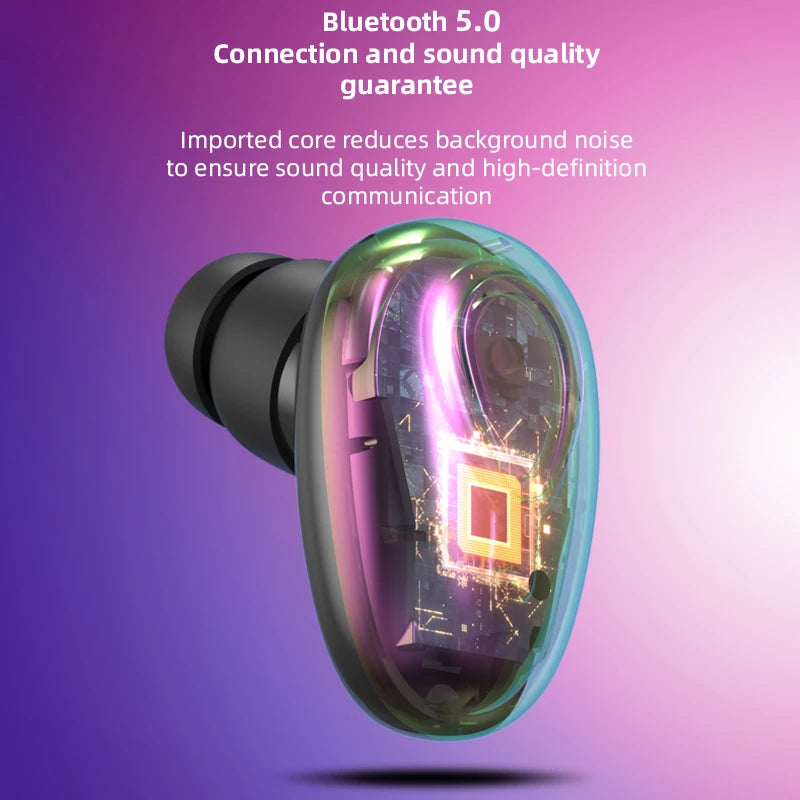 Mini Invisible Bluetooth Earbuds - Wireless HiFi In-Ear Headphones with Mic for Music, Gaming and Sports