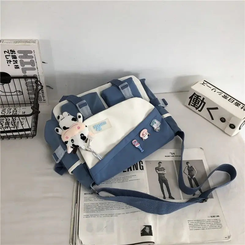 Large Capacity Nylon Crossbody Messenger Bag – Casual Shoulder School Bag for Teens, Students & Everyday Use