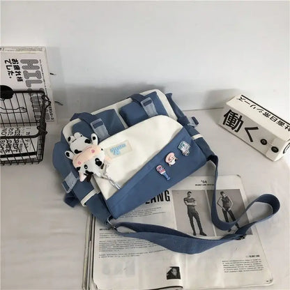 Large Capacity Nylon Crossbody Messenger Bag – Casual Shoulder School Bag for Teens, Students & Everyday Use