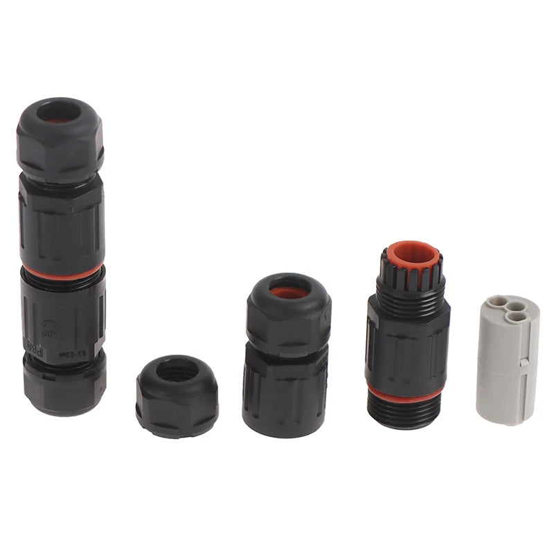 IP68 Waterproof Outdoor 2/3 Pin Electrical Plug Connector – Industrial Quick Screw Wire Cable Socket Straight Connection
