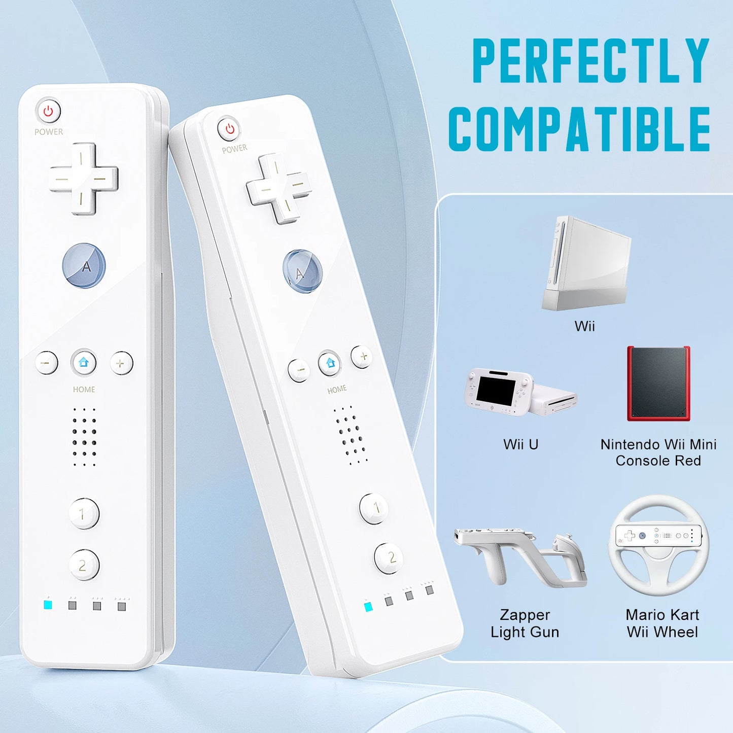 2-in-1 Nintendo Wii Controller Set | Wireless Remote Gamepad with Motion Plus Joystick & Silicone Case