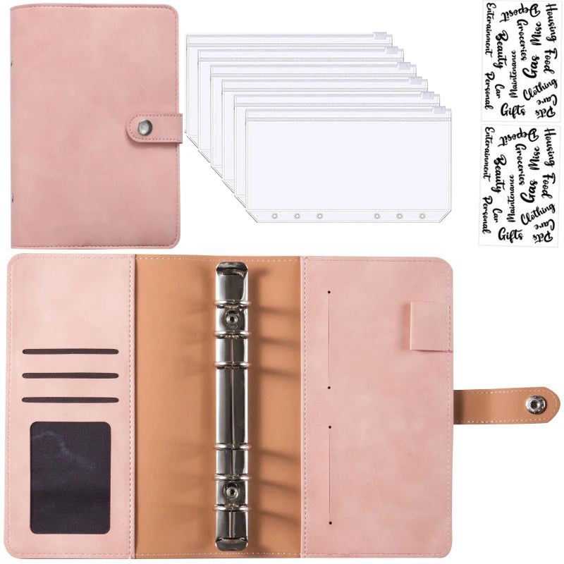 2024 A6 PU Leather Budget Binder Set – Cash Envelopes System with Binder Pockets for Money, Budget Saving & Bill Organizer