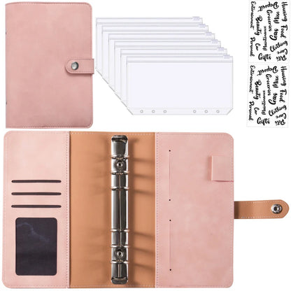 2024 A6 PU Leather Budget Binder Set – Cash Envelopes System with Binder Pockets for Money, Budget Saving & Bill Organizer