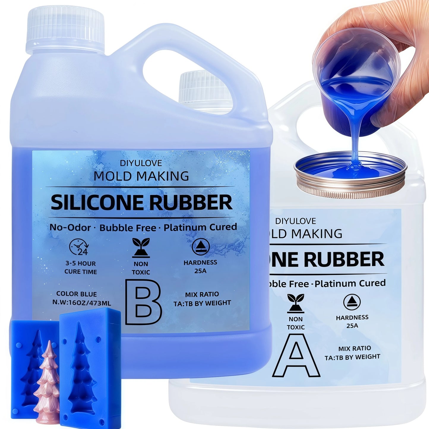 Silicone Mold Making Kit – Platinum Cured Flexible Easy Mix Silicone for Resin Casting & DIY Molding Projects