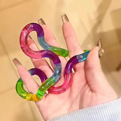 Deformable Rainbow Rope Fidget Toy - Knotting Stress Relief & Sensory Toy