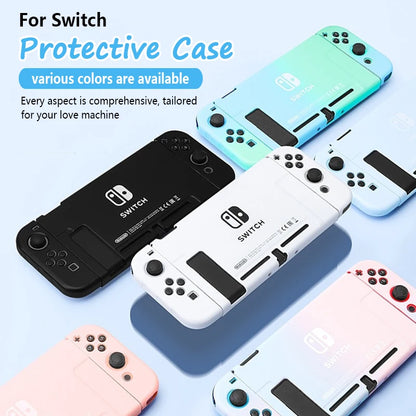 Protective Case & Film for Nintendo Switch – Rocker Cap Handle, Hard Base Cover with Skin-Friendly Gradient Design
