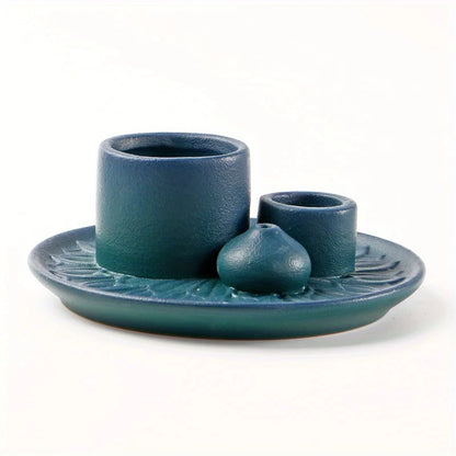 Morandi Ceramic Candle Holder & 4 in 1 Incense Burner – Palo Santo, Sage, Stick & Cone Holder