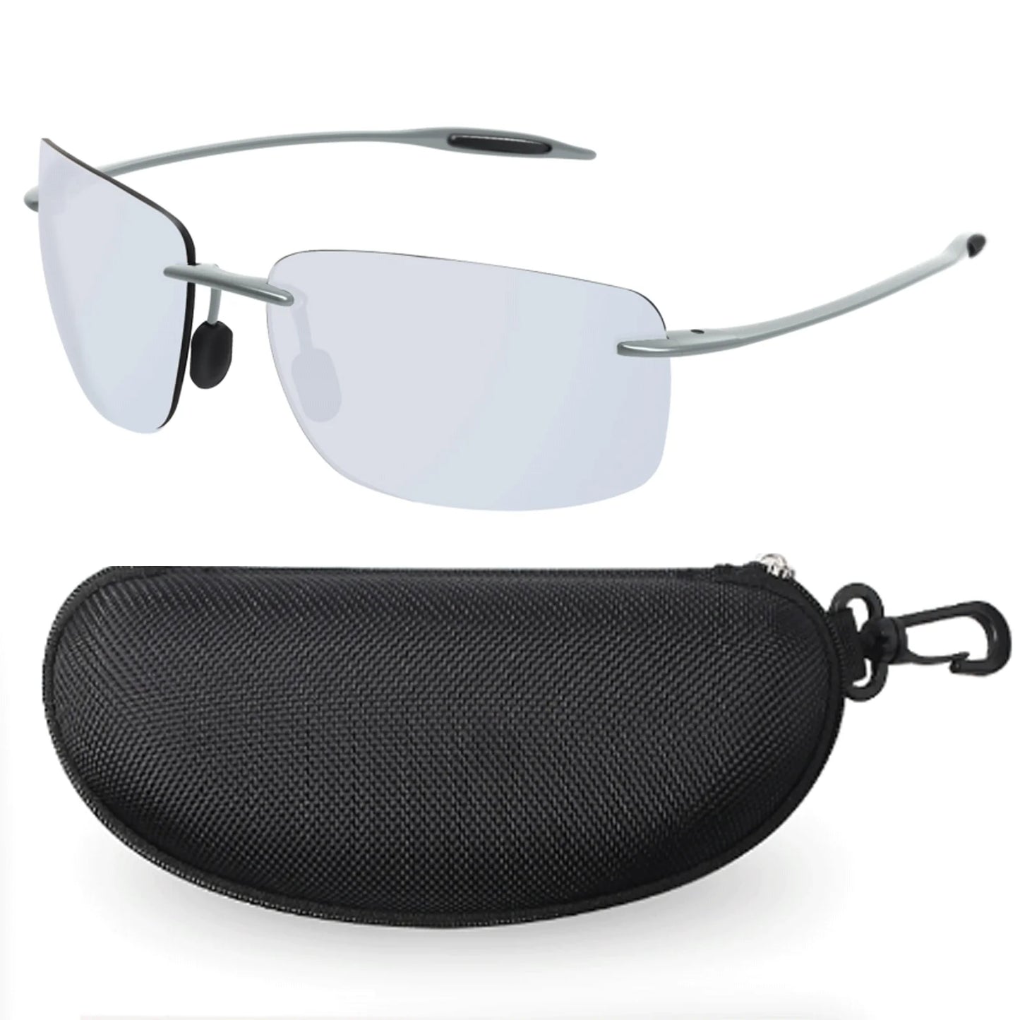 JULI Polarized Classic Sports Rimless Sunglasses – Ultralight Rectangle Frame for Men, Ideal for Fishing, Driving, UV400 Protection, Model MJ8009