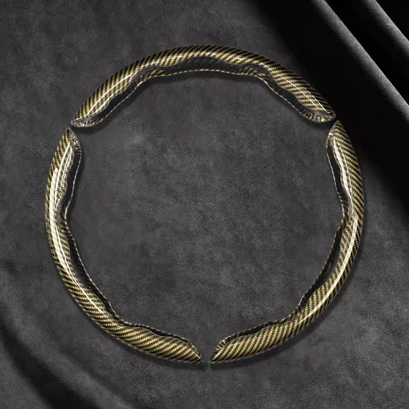 2/3PCS Universal Car Steering Wheel Cover — Laser Carbon Fiber, Silicone & 1K Microfiber Leather, Non-Slip PVC Booster