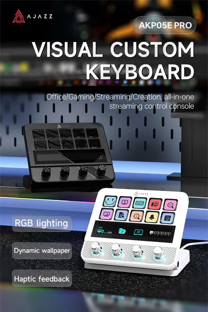 Ajazz AKP05 Pro Touch Bar Keyboard – Dynamic Backlit Keys, Vibration Feedback, Multi-Functional Desktop Assistant