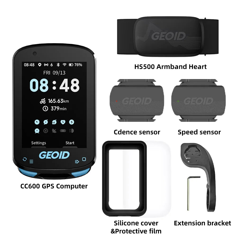 GEOID CC600 Bike Computer – Color Screen Smart GPS Speedometer with Wireless ANT+, WIFI, 11 Languages & Cycling Odometer