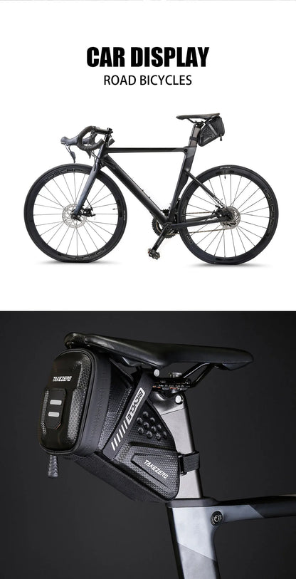 TAKEZERO TZ07 Bicycle Tail Saddle Bag – EVA Hard Shell Rear Bag for Mountain & Road Bikes