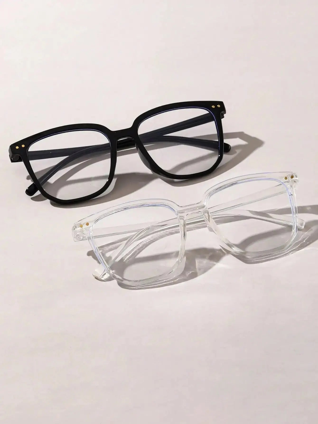 2PCS Classic Square Frame Glasses for Women & Men – Daily Life Eyewear & Clothing Accessories