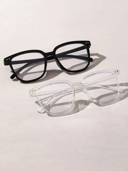 2PCS Classic Square Frame Glasses for Women & Men – Daily Life Eyewear & Clothing Accessories