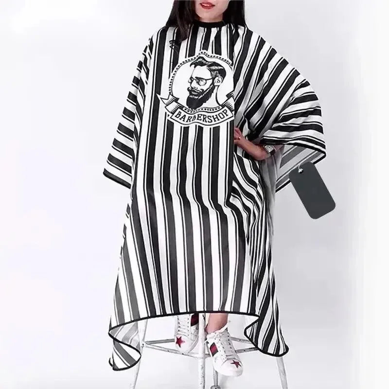 Retro Stripes Hairdressing Bibs – Non-Stick, Comfortable & Breathable Hair Apron, Hairdressing Supplies