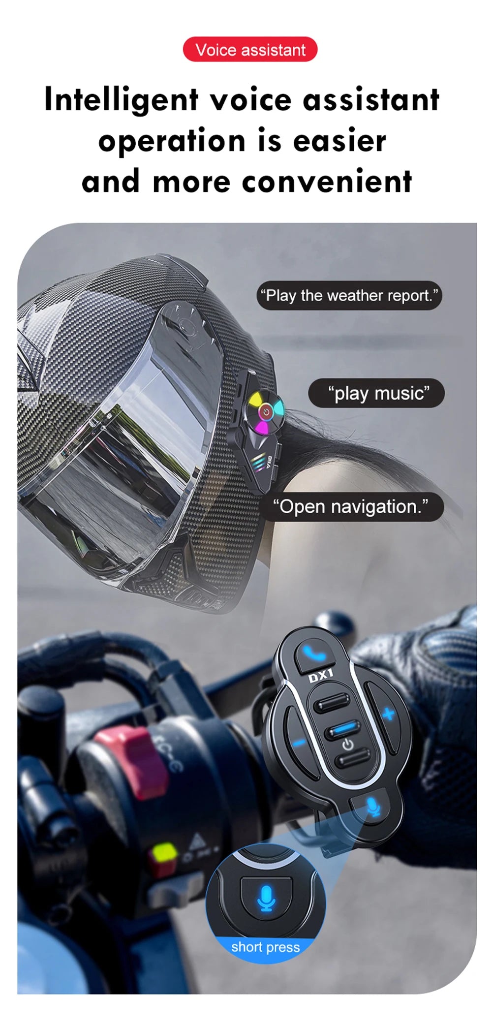 Universal Smart Bluetooth 5.4 Remote Control – Waterproof Wireless Media Controller for Helmet Earphone, Motorcycle & Bike Handlebar