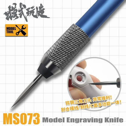 MSWZ MS073 Triangular Engraving Chisel – Hobby Knife for Plastic Model Building, Detail Trimming & Scraping Tool