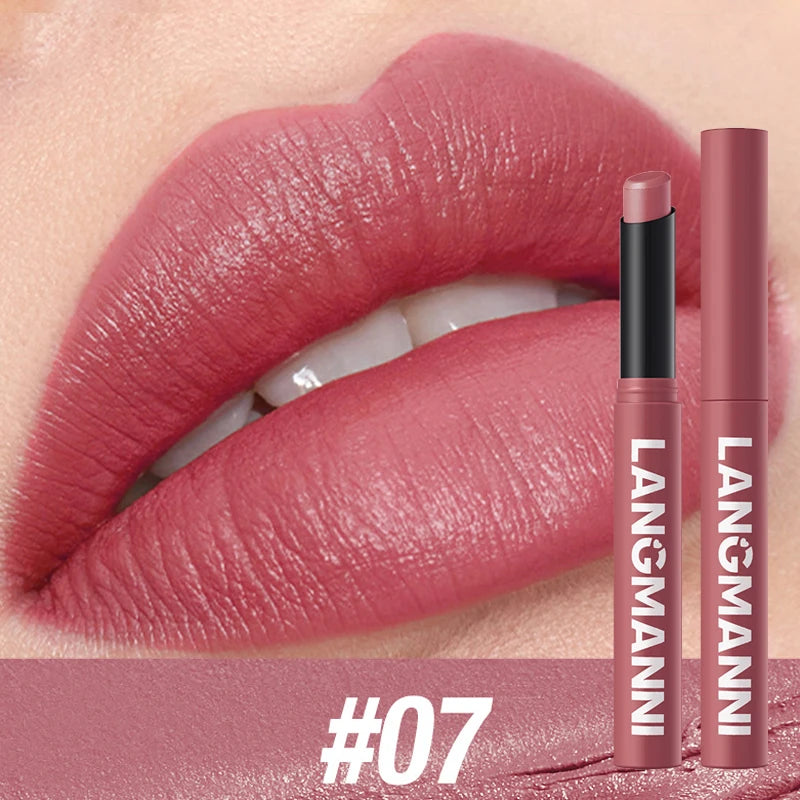12-Color Matte Lipstick Pencil – Waterproof, Long-Lasting Non-Stick Lip Stain Tint Nude Makeup Pen