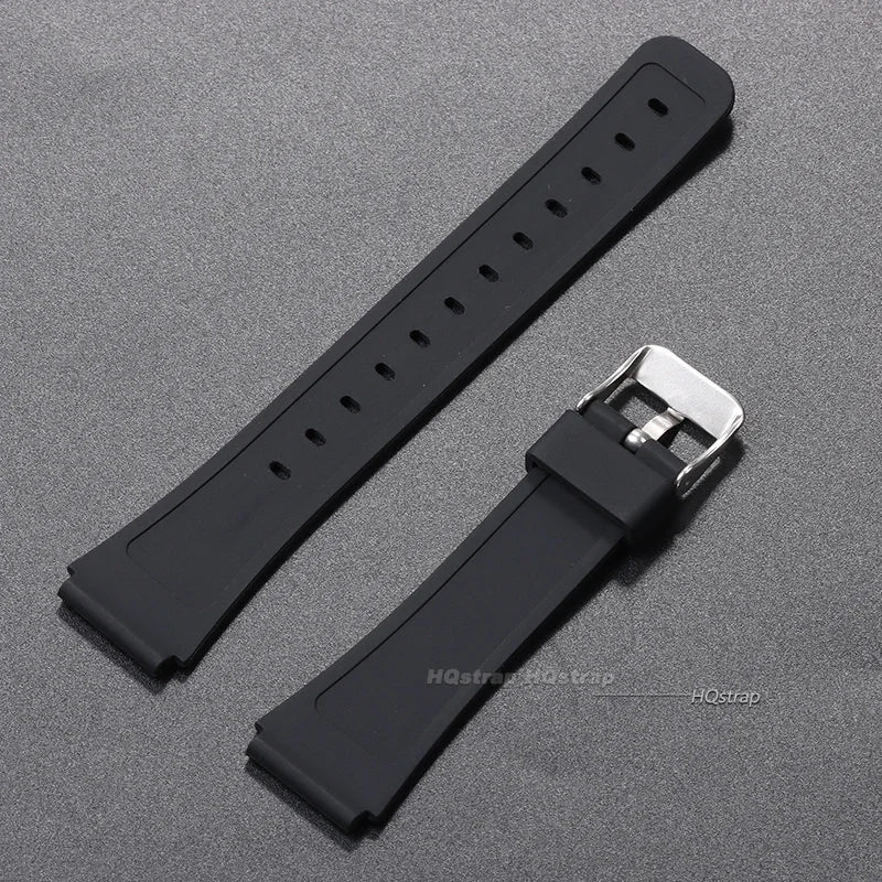 18mm Silicone Rubber Watch Strap for Casio - Soft Black Replacement Band for W800H, A158, A168, AE-1200, AE-1300, SGW-400, F91W, F84, F105W and F108W
