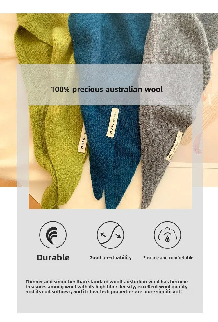 Women’s Wool Triangle Scarf – Multi-Functional Knitted Headscarf