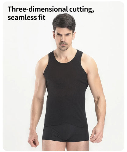 Men's Thin Cotton Vest – Solid Color, Slim Fit Sleeveless Shirt for Casual Wear, Fitness & All-Season Comfort