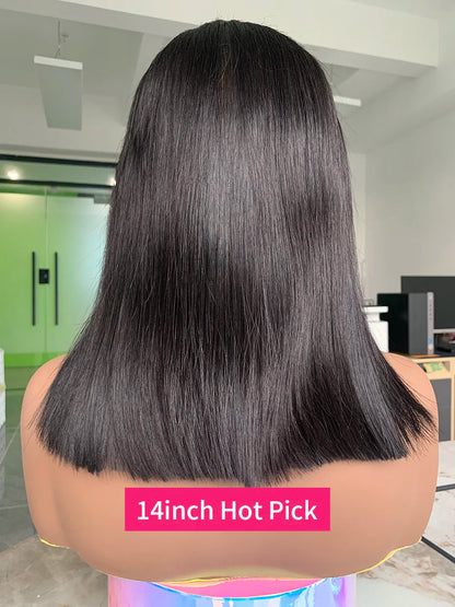 Raw Vietnamese Human Hair Lace Front Wig – 13x6 Bob, Straight Natural Black, 250% Density, 100% Human Hair
