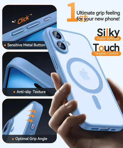 Magnetic Matte Translucent Armor Case - Shockproof Magsafe Compatible Cover for iPhone 17 16 15 14 13 12 11 Pro Max Plus