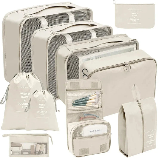 7–10 Pc Travel Organizer Storage Bags Set – Portable Packing Cubes for Suitcase, Clothes, Shoes & Luggage Tidy Pouch