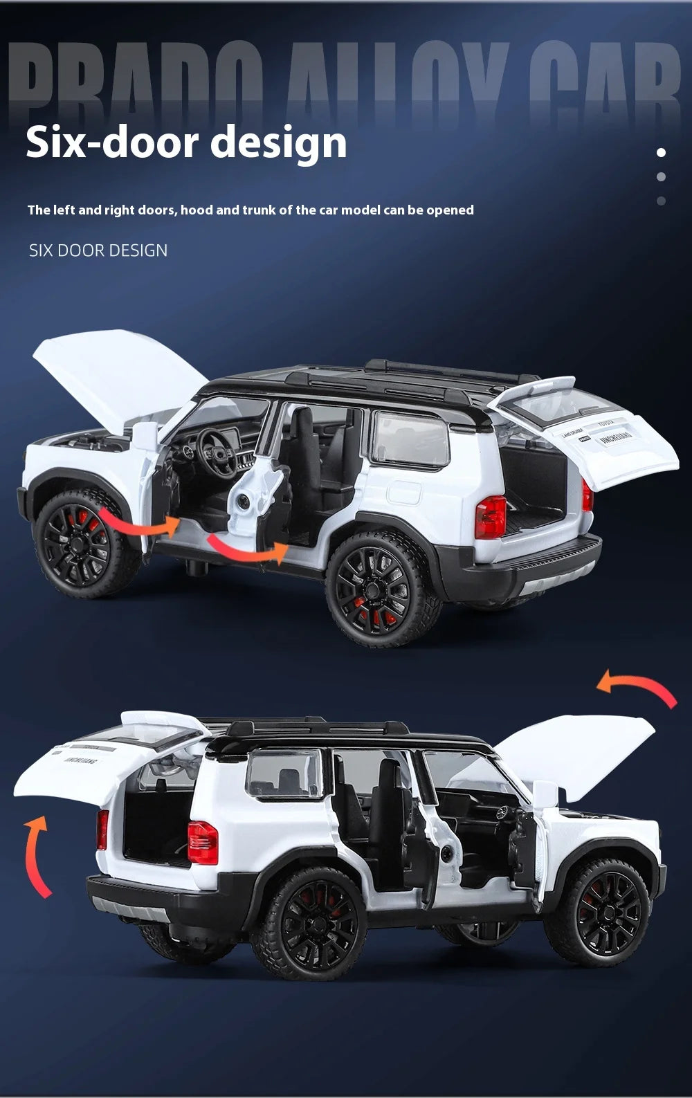 1:32 Toyota Prado Land Cruiser Alloy Diecast Model Car – Off-Road Toy for Kids & Collectible Gift