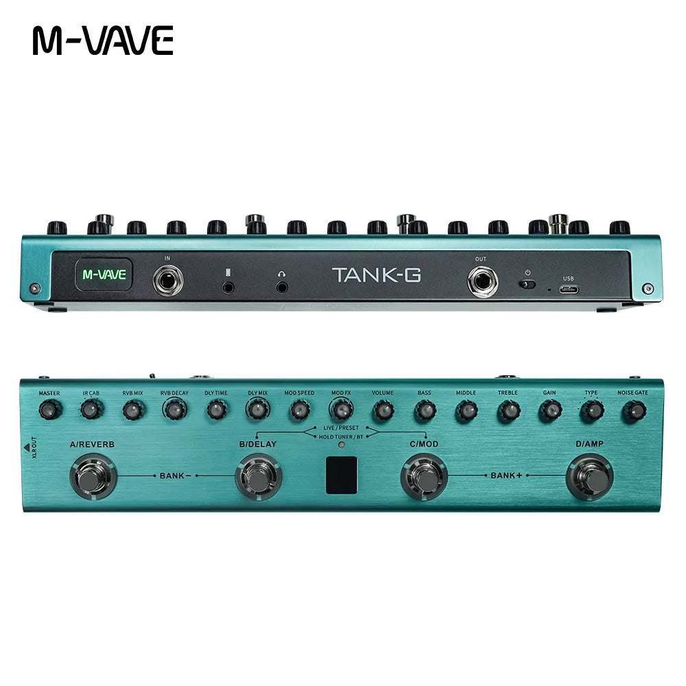 M-VAVE Tank-G Guitar Multi-Effects Pedal – Rechargeable with 36 Presets, 9 Preamp Slots, 8 IR Cab Slots & Modulation/Delay/Reverb Effects