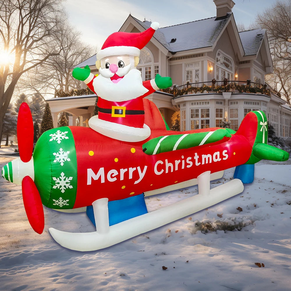 Merry Christmas Tree Arch Inflatable – Santa Claus Sleigh Decoration with LED Light for Home, Garden, and New Year Party Decor