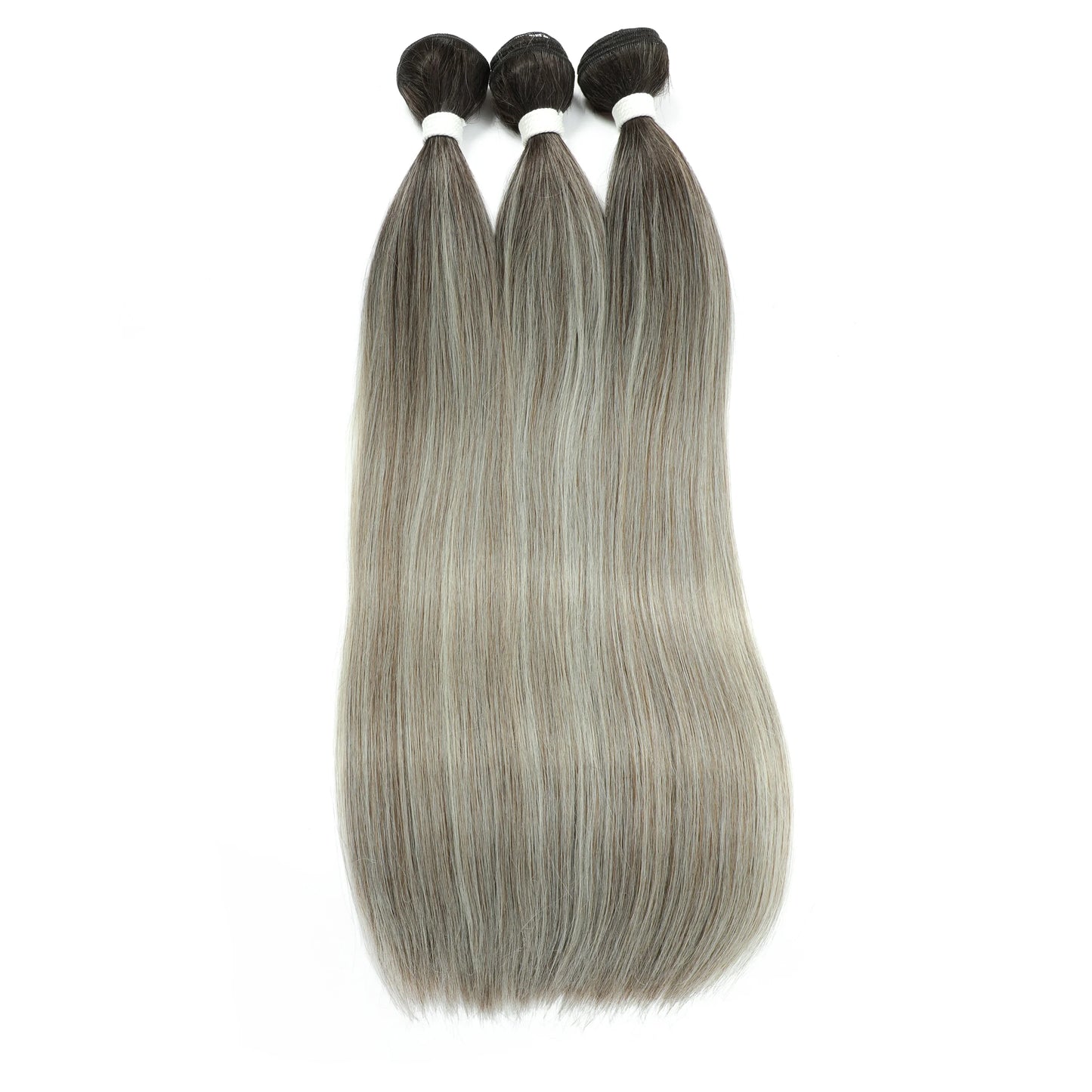 26" Ombre Straight Synthetic Hair Extensions – Smooth Weaving, Full Blue Hair Bundles from Root to End