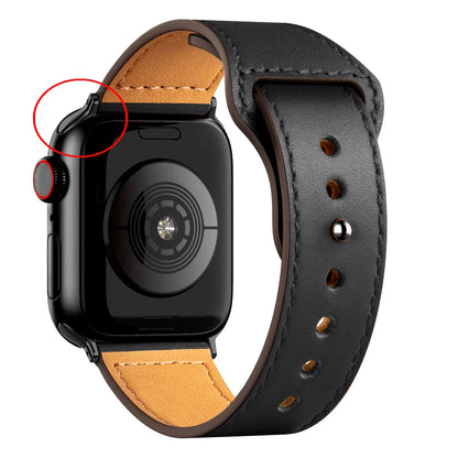 Leather Band for Apple Watch Ultra 2 – Compatible 49mm/45mm/44mm/41mm/40mm/38mm, Wrist Bracelet Strap for iWatch Series 3–9, SE, 4, 5, 6, 7, 8 & 9