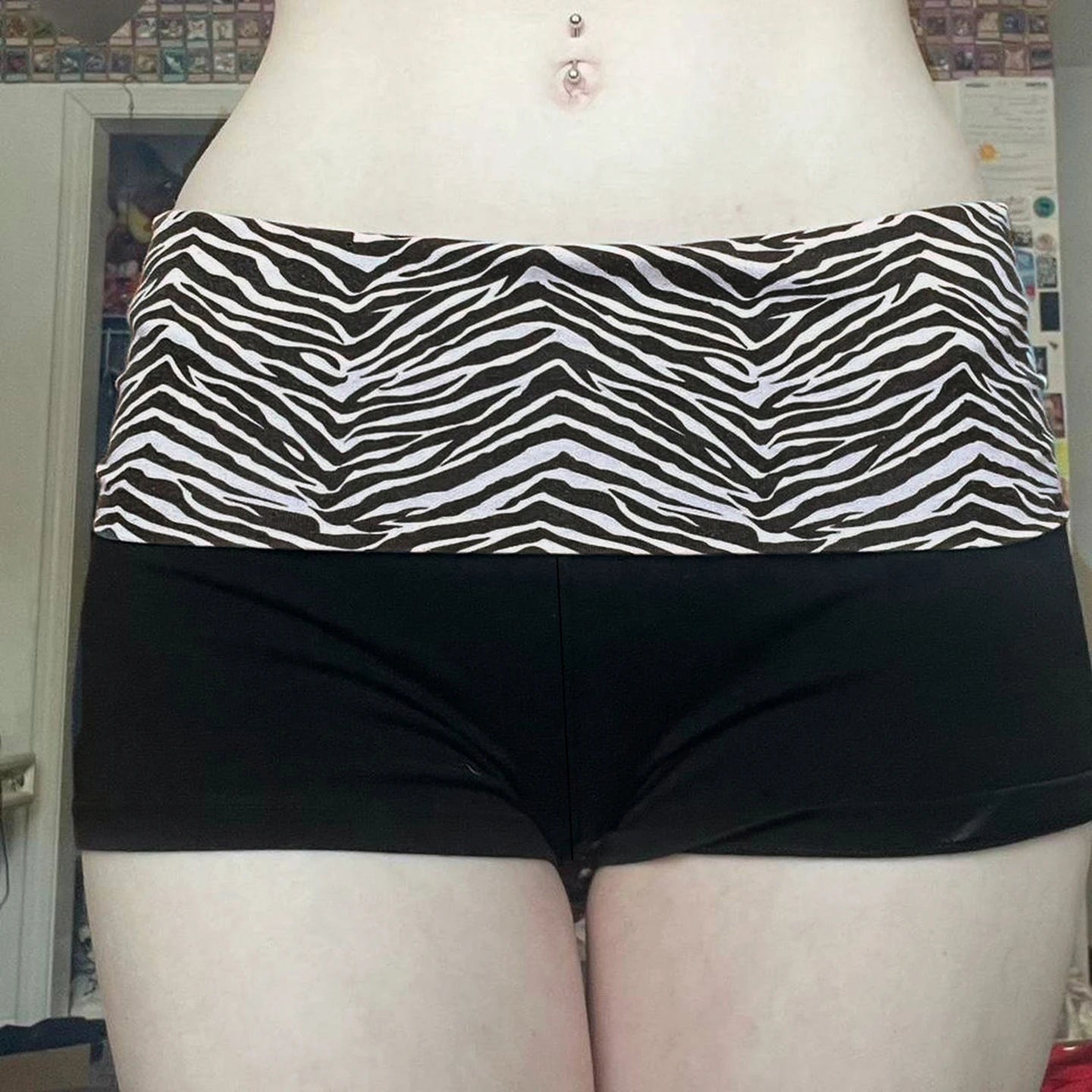 Y2K Zebra Print Mini Shorts - Low Waist Stretch Harajuku Casual Summer Bottoms