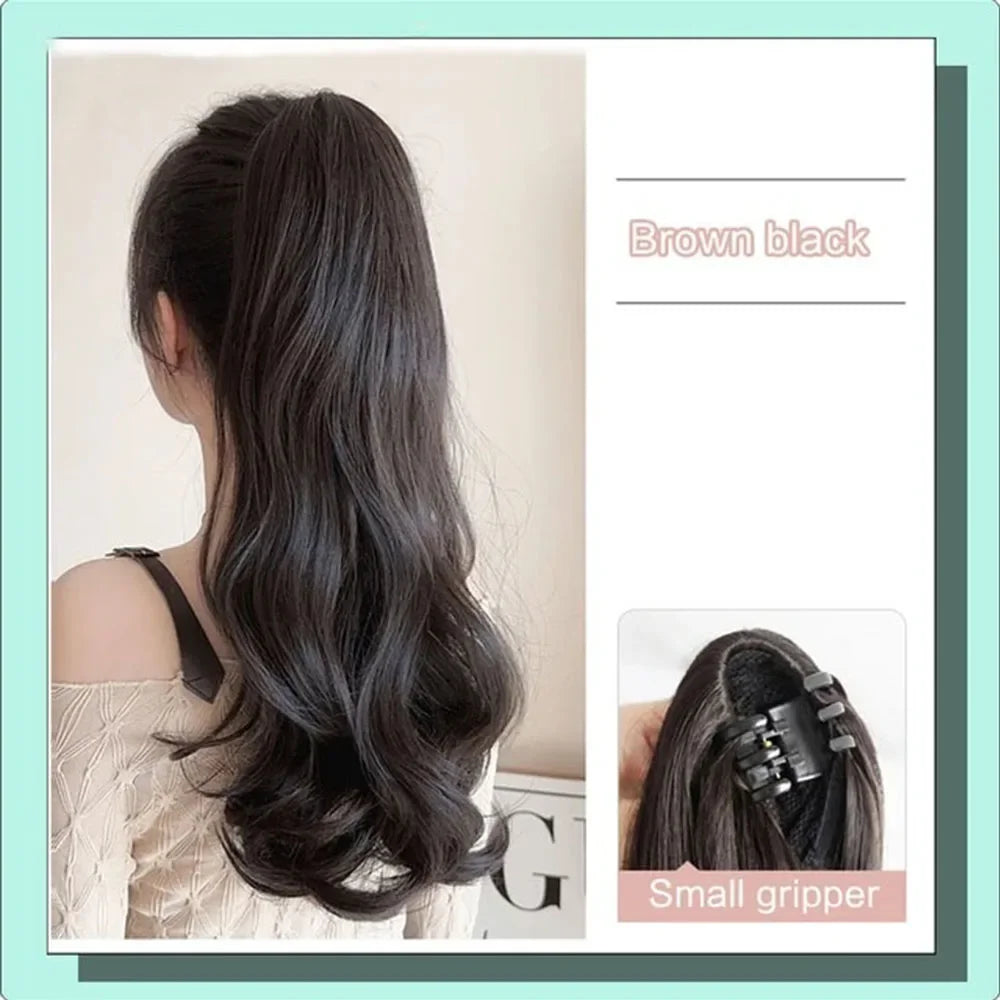 50cm Synthetic Straight Claw Clip-On Ponytail Extension – Heat Resistant Hairpiece for Women, Daily Wear & Party Styling