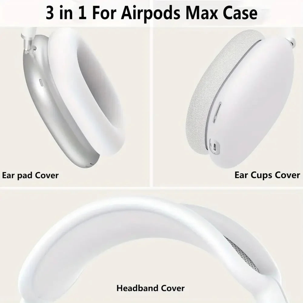 3-in-1 Soft Silicone Shockproof Case for AirPods Max – Anti-Scratch Headphones Skin Protector Cover